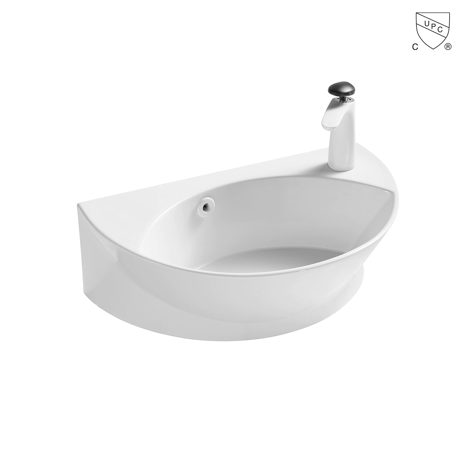 Small Wall Mount Sink White Porcelain with Overflow Left Side Faucet Hole